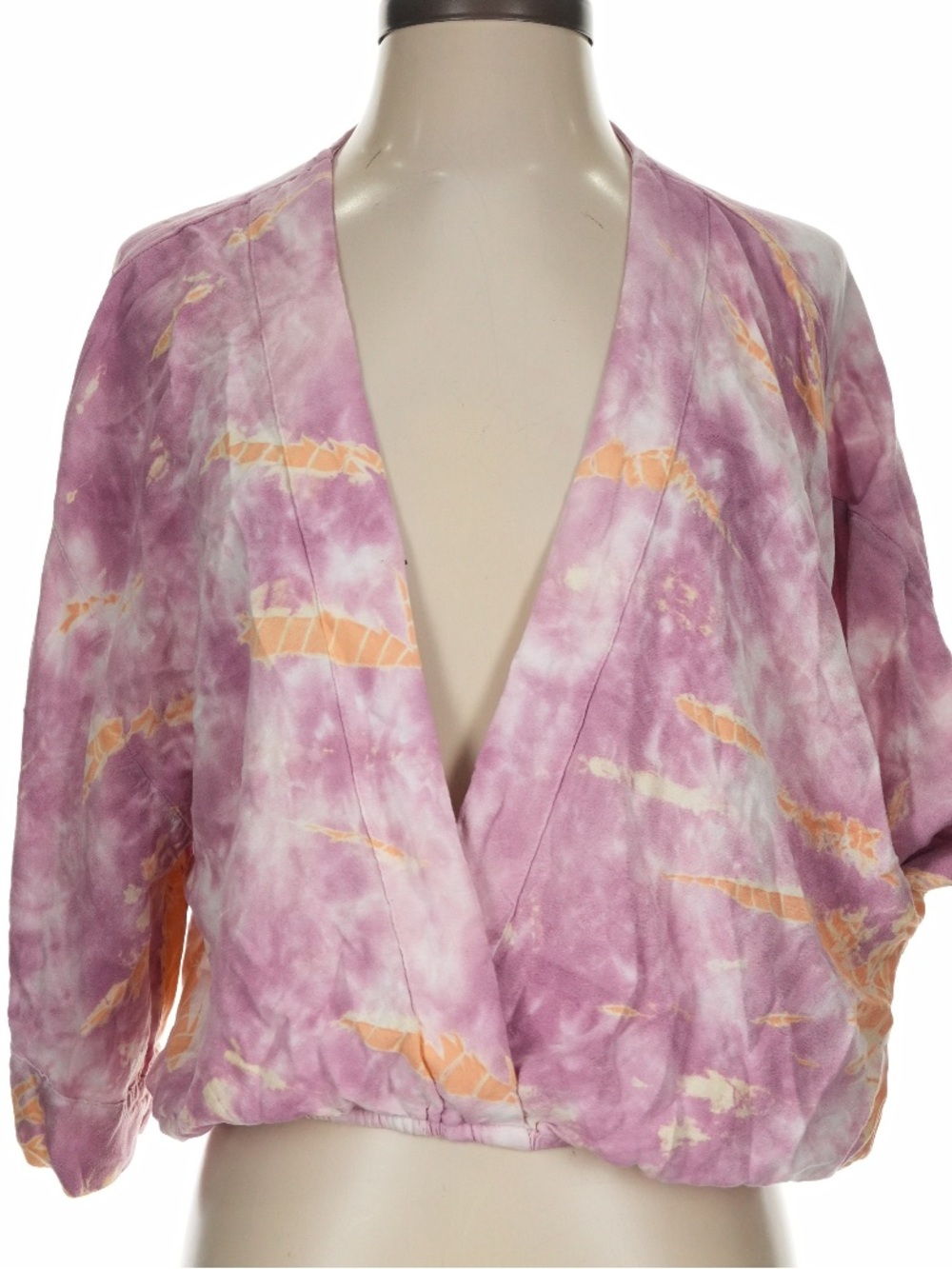 Young Fabulous & Broke Lavender Tie-Dye Wrap Blouse with Peach Accents size XS